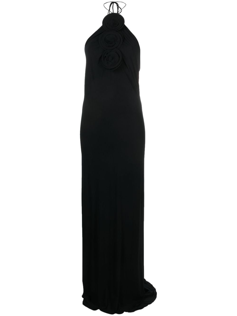 Magda Butrym floral-appliqué halterneck maxi dress - Black von Magda Butrym