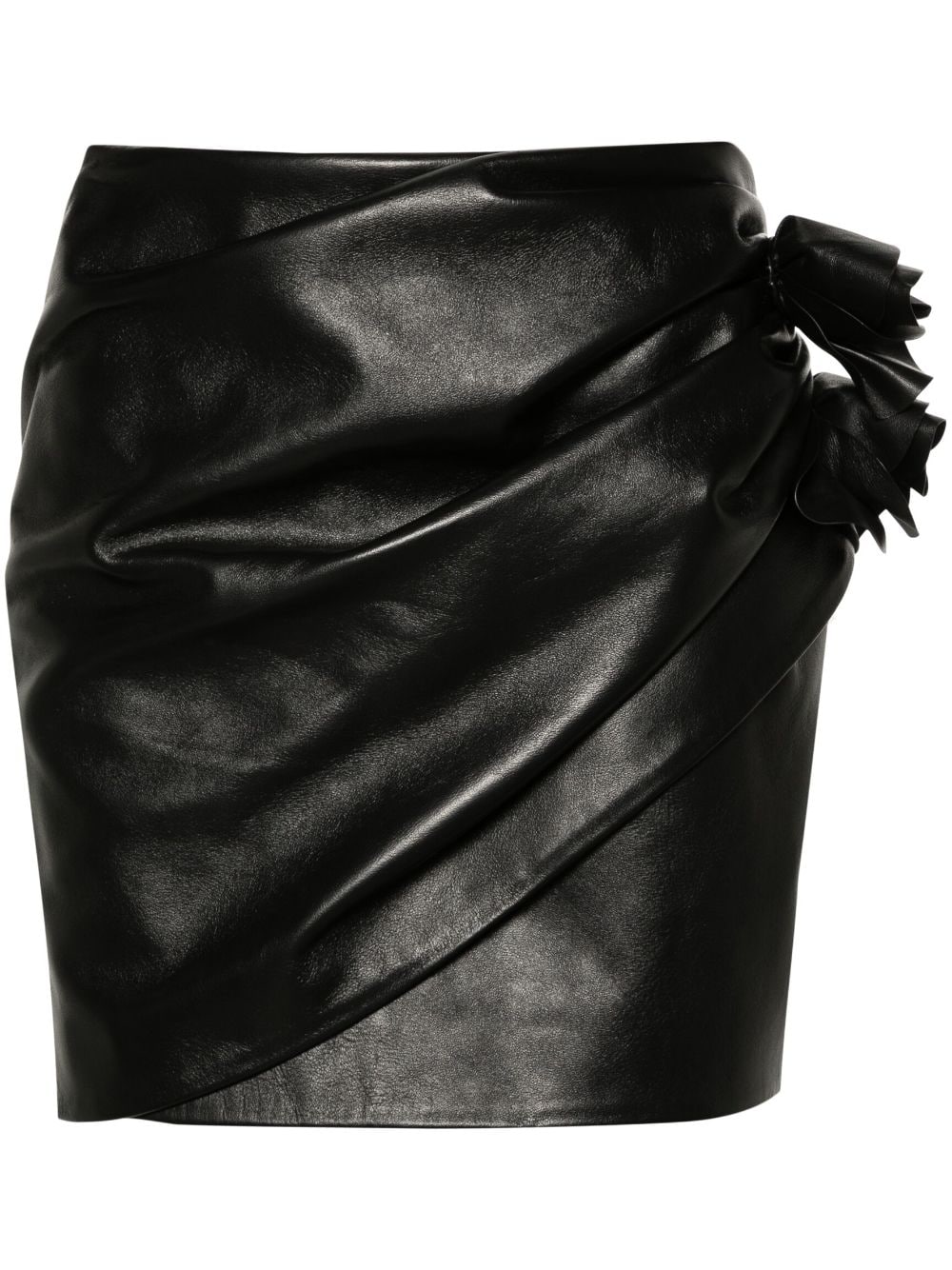 Magda Butrym floral-appliqué leather miniskirt - Black von Magda Butrym