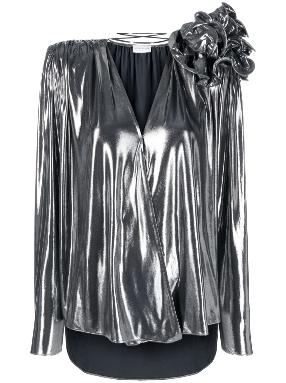 Magda Butrym floral-appliqué metallic silk blouse - Silver von Magda Butrym