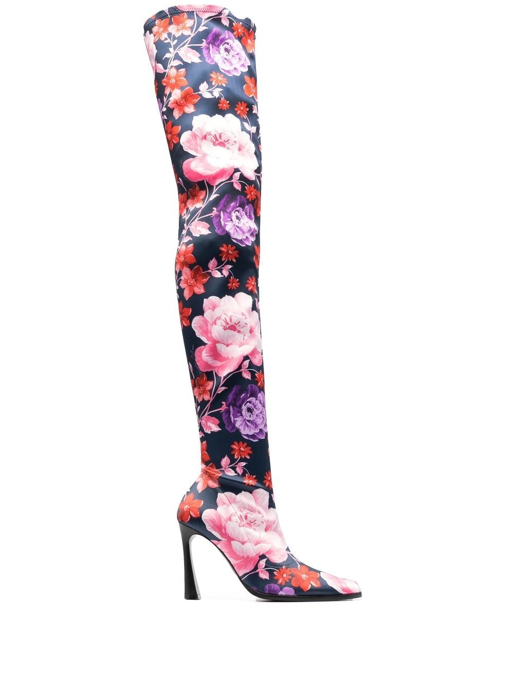 Magda Butrym floral-print knee-high boots 100mm - Blue von Magda Butrym