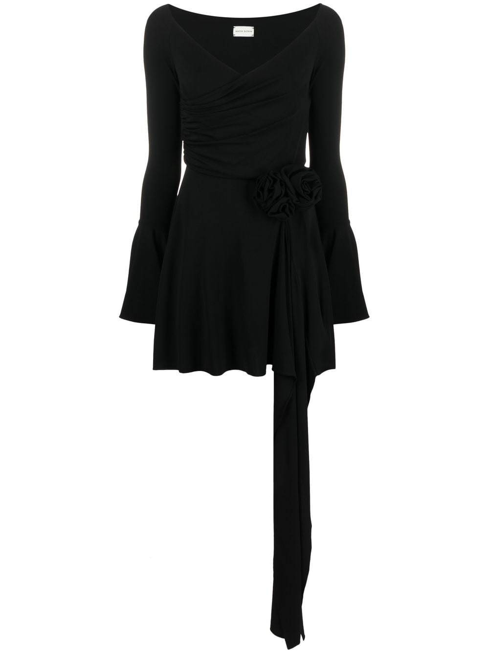 Magda Butrym rose-appliqué fluted dress - Black von Magda Butrym