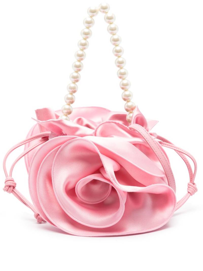 Magda Butrym rose-appliqué satin bucket bag - Pink von Magda Butrym