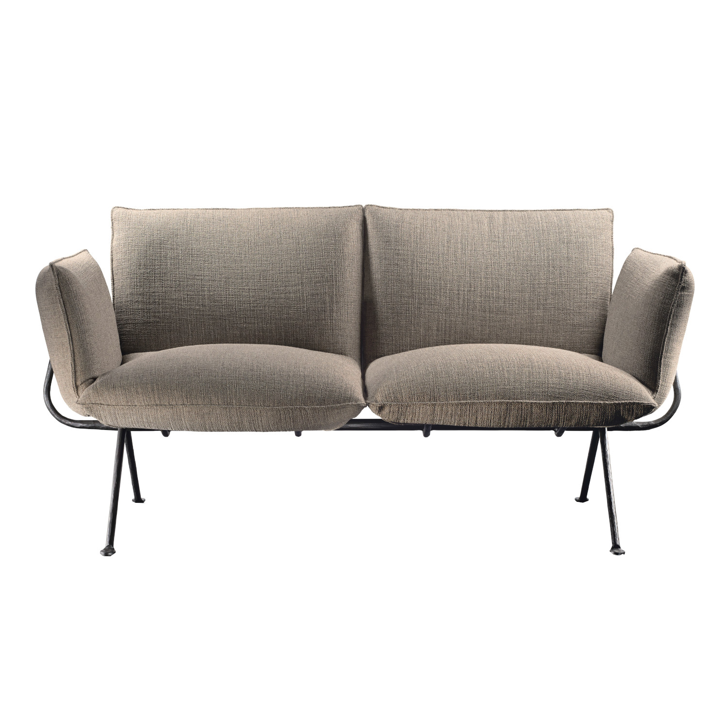 Officina 2er Stoff-Sofa, Bezug kvadrat vidar 4 - 323/beige, Gestell verzinkt 5250