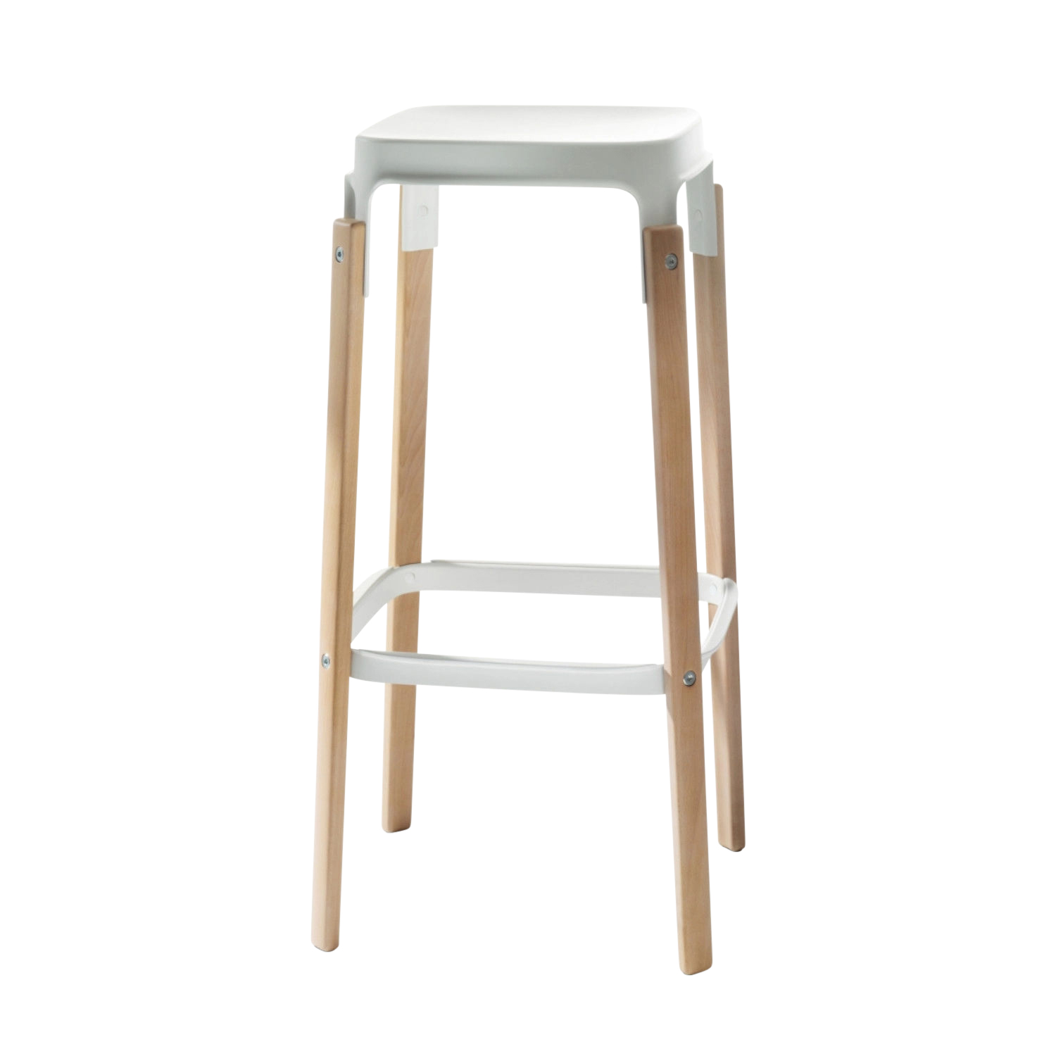 Steelwood Barhocker, Beine / Sitz & Fussstütze buche grau / grau 5119, Höhe 78 cm Steelwood Barhocker, Beine / Sitz & Fussstütze buche grau / grau 5119, Höhe 78 cm von Magis Spa
