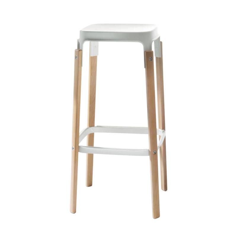 Steelwood Barhocker, Beine / Sitz & Fussstütze buche natur / weiss 5108, Höhe 78 cm von Magis Spa