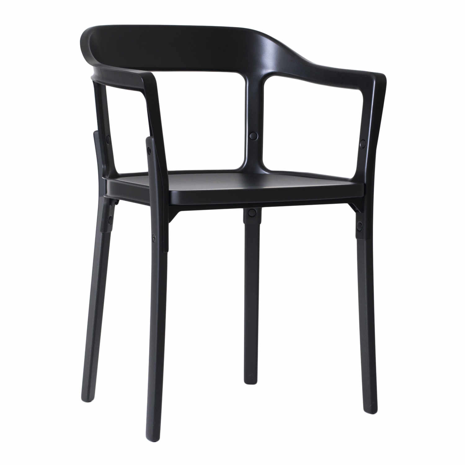 Steelwood Chair Armlehnstuhl, Ausführung Beine u. Sitz buche grau lackiert - 7119, Ausführung Rückenlehne grau-anthrazit 5142 von Magis Spa