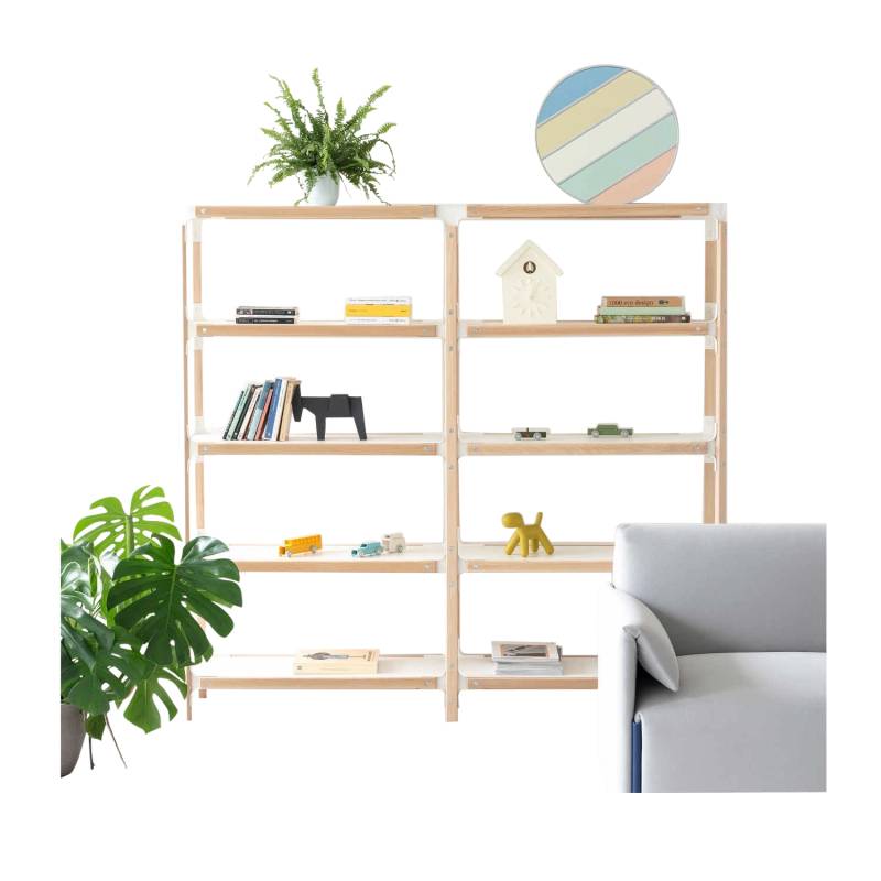 Steelwood Regalsystem, Farbe Rahmen / Tablar weiss / weiss, Länge 358 cm, Höhe 93 cm von Magis Spa