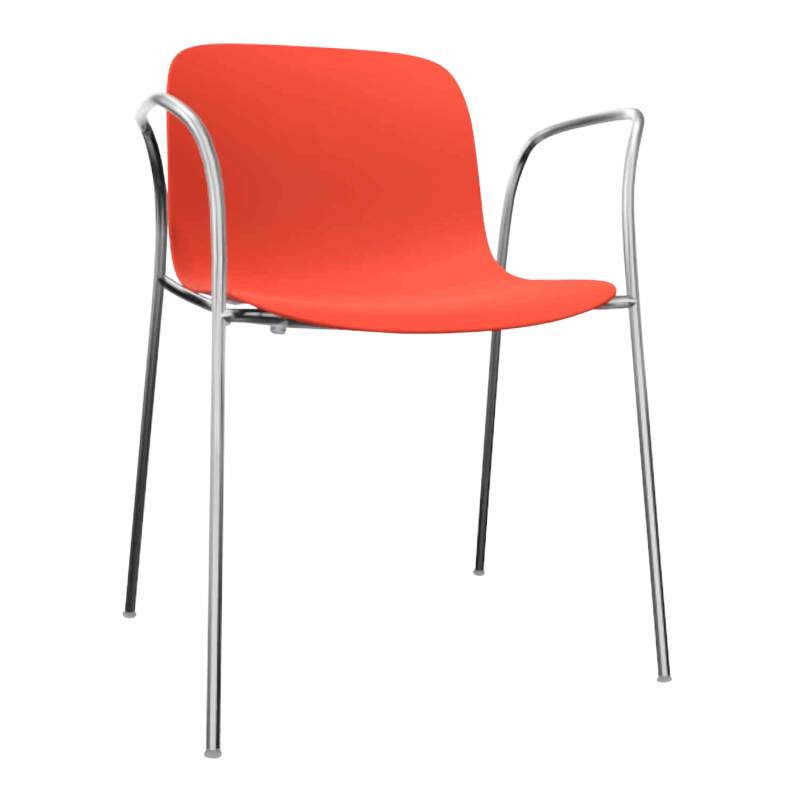 Troy 4-Bein Armlehnstuhl, Sitzschale beige 1733c, Untergestell weiss pulverbeschichtet 5110 von Magis Spa