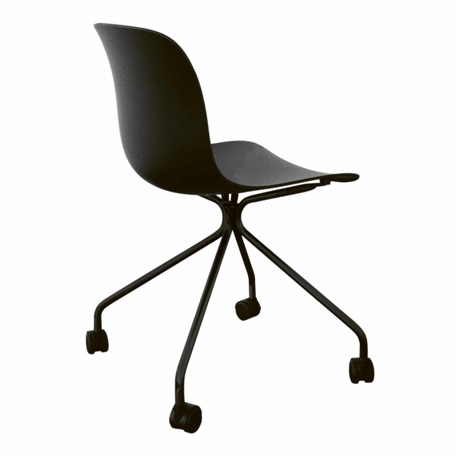 Troy 4-Stern Bürostuhl, Sitzschale dunkelgrün 1557c, Untergestell schwarz pulverbeschichtet 5140 von Magis Spa