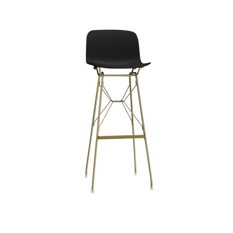 Troy Wireframe Barhocker, Sitz Polypropylen korallenrot 1490 c, Untergestell kupfer, Sitzhöhe 50 cm von Magis Spa