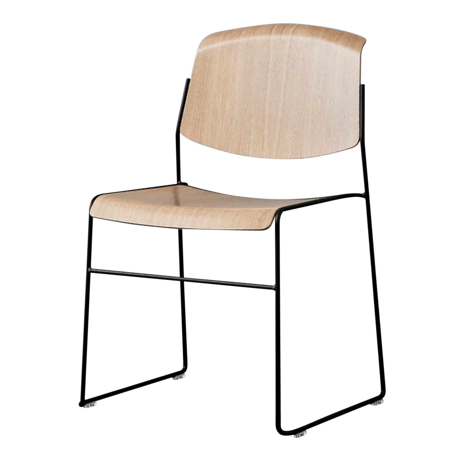 Pause Runner Chair Kufenstuhl, Holz oak, transparent lacquer, Gestell tubular steel: bright chrome von Magnus Olesen