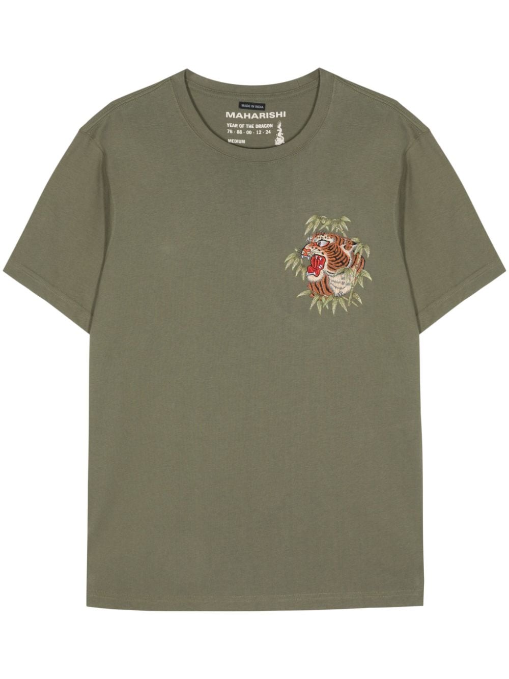 Maharishi Tiger-embroidered cotton T-shirt - Green von Maharishi