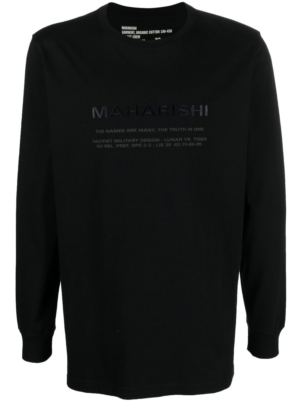 Maharishi logo-print long-sleeve T-shirt - Black von Maharishi