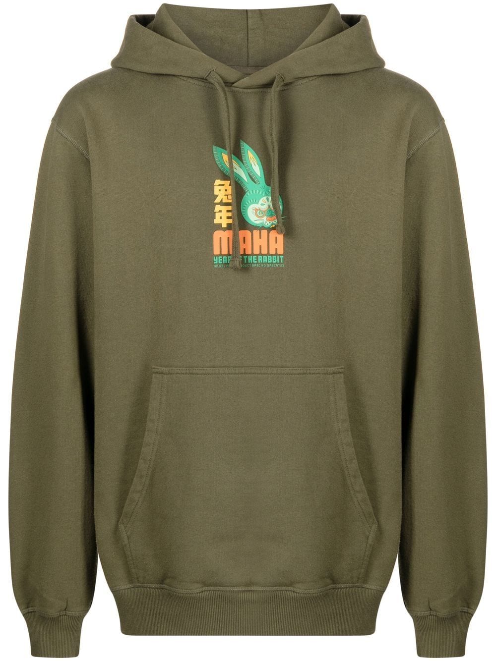 Maharishi logo-print long-sleeve hoodie - Green von Maharishi