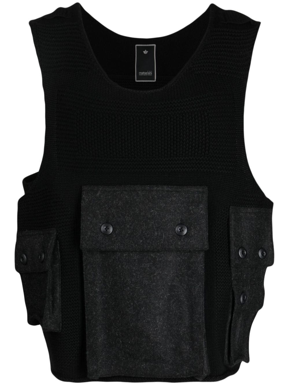 Maharishi scoop-neck merino wool vest - Black von Maharishi