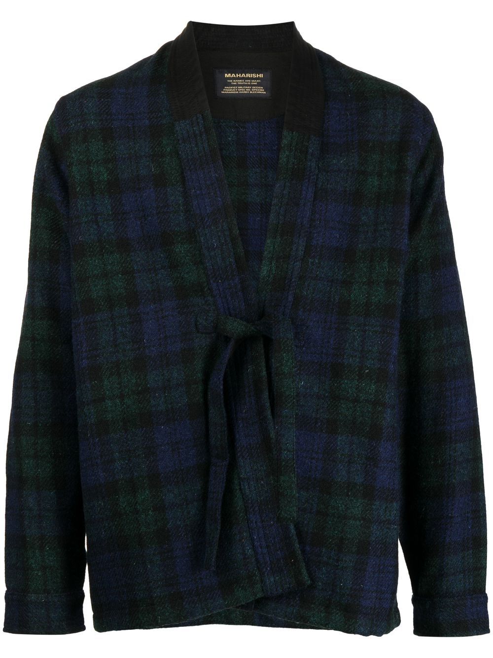 Maharishi tartan front-tie jacket - Blue von Maharishi