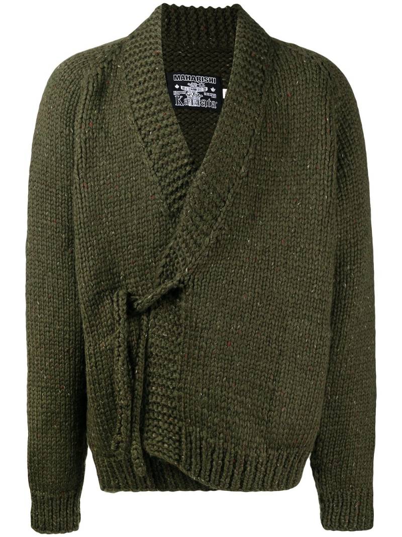 Maharishi tie-fastened virgin wool cardigan - Green von Maharishi