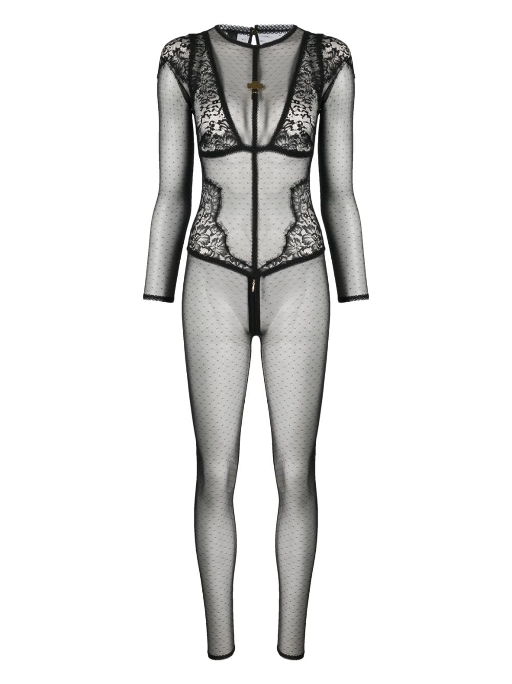 Maison Close sheer point d'esprit-mesh jumpsuit - Black von Maison Close