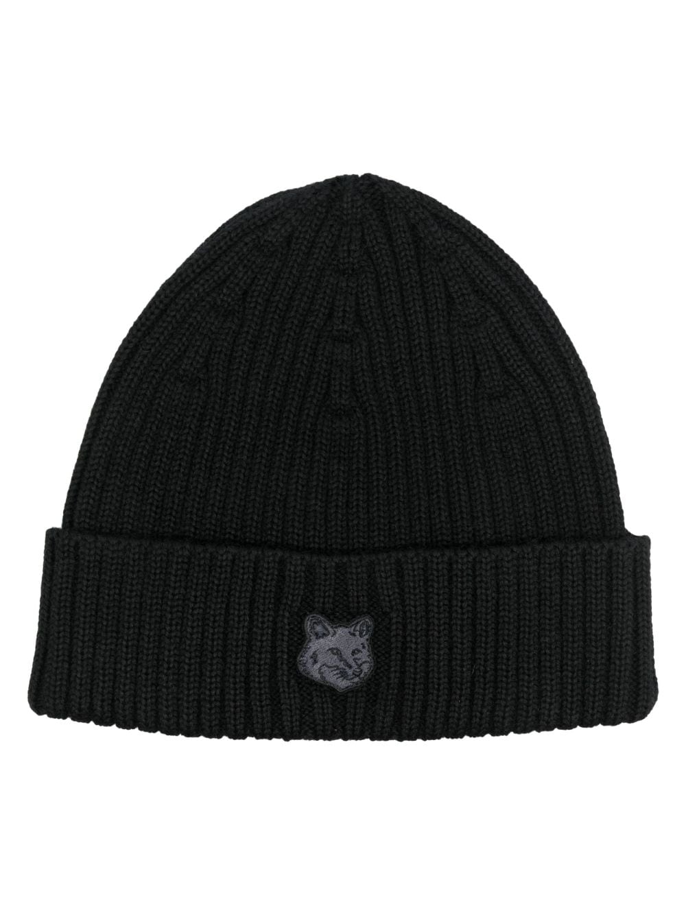 Maison Kitsuné Chillax Fox-motif ribbed beanie - Black von Maison Kitsuné