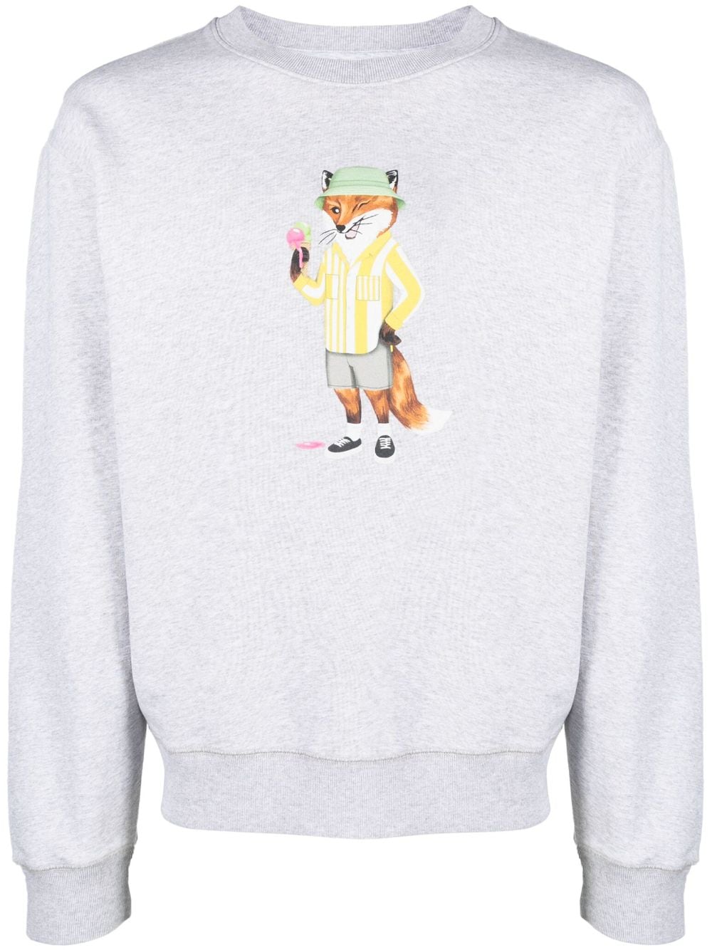 Maison Kitsuné Dressed Fox printed cotton sweatshirt - Grey von Maison Kitsuné