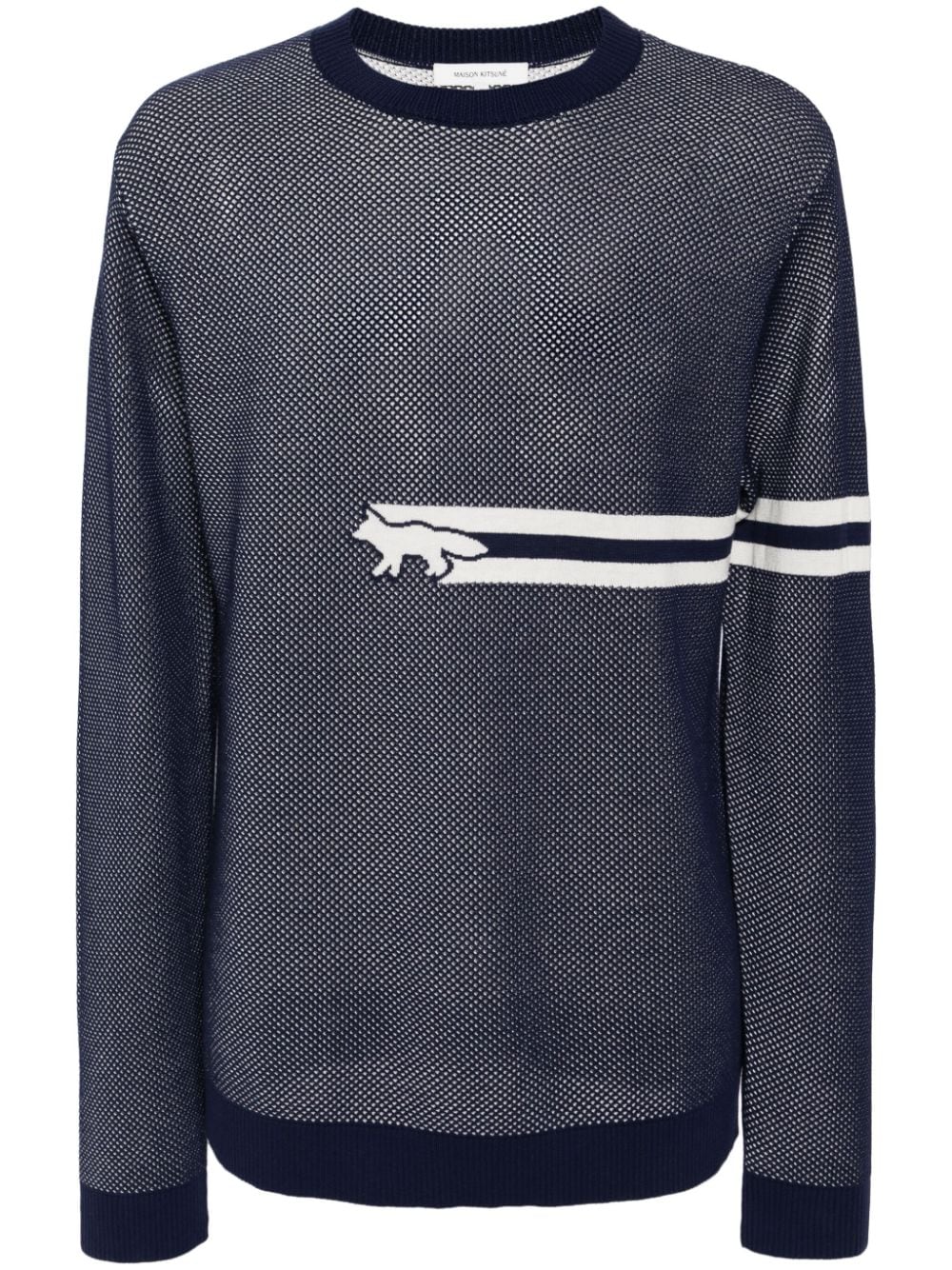 Maison Kitsuné Flash Fox mesh jumper - Blue von Maison Kitsuné