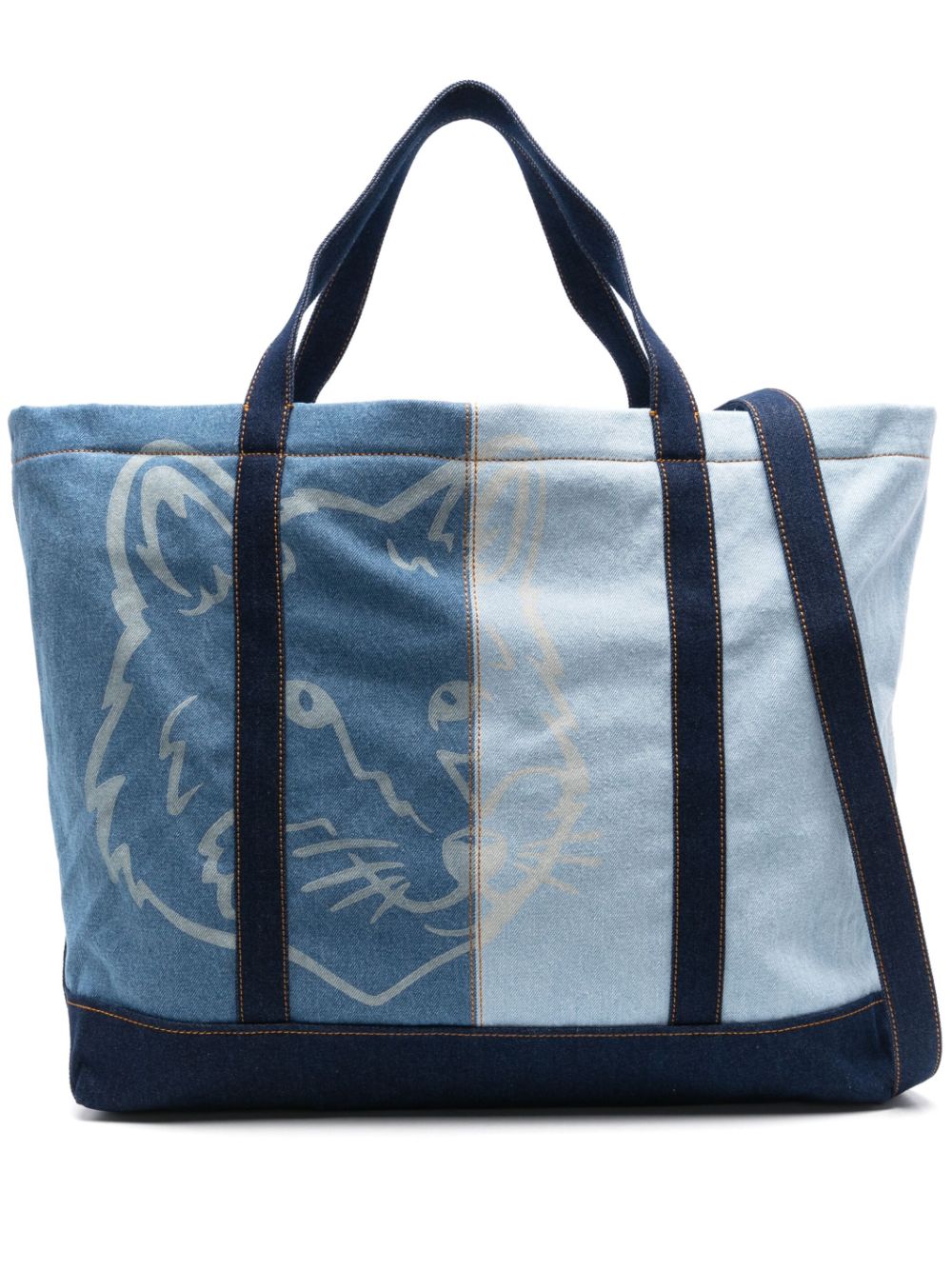 Maison Kitsuné Fox Head-print tote bag - Blue von Maison Kitsuné