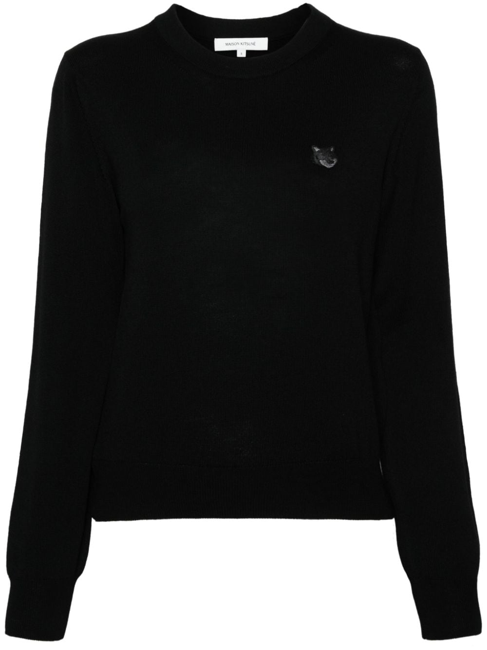 Maison Kitsuné Fox-appliqué wool jumper - Black von Maison Kitsuné