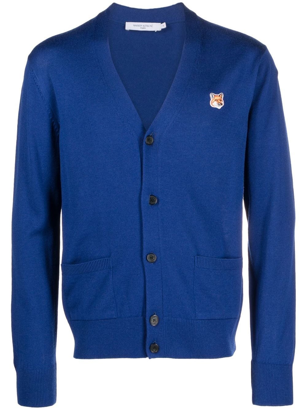 Maison Kitsuné Fox patch knitted cardigan - Blue von Maison Kitsuné