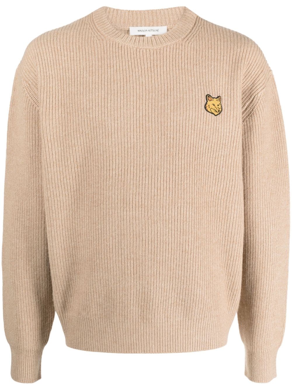 Maison Kitsuné Fox-patch ribbed-knit jumper - Neutrals von Maison Kitsuné