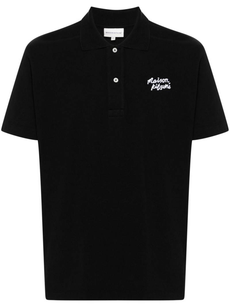 Maison Kitsuné Handwriting logo-embroidered polo shirt - Black von Maison Kitsuné