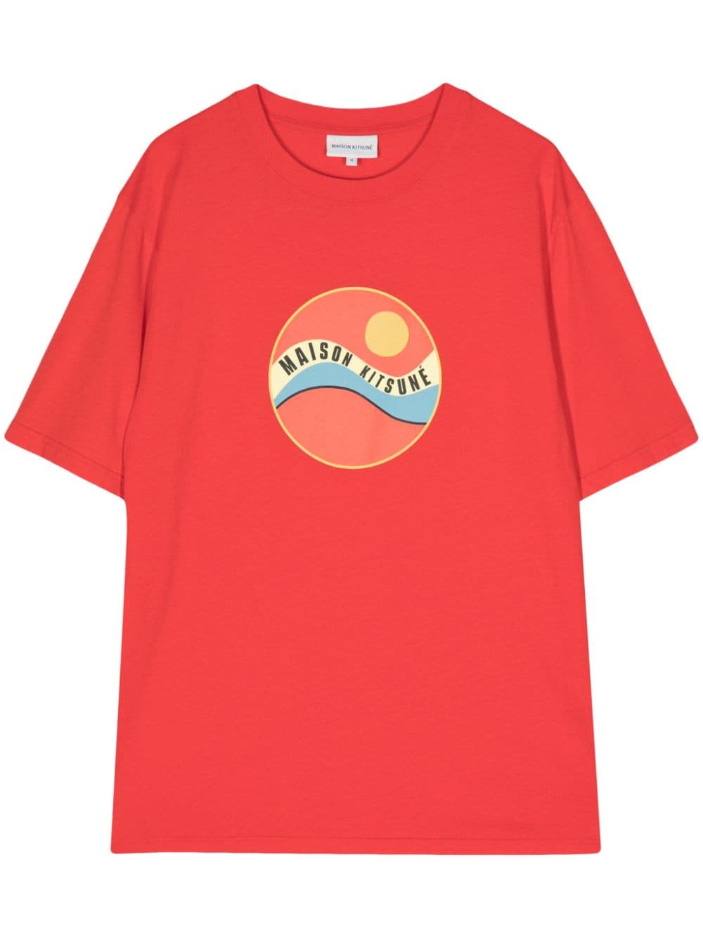 Maison Kitsuné Pop Wave-print cotton T-shirt - Red von Maison Kitsuné