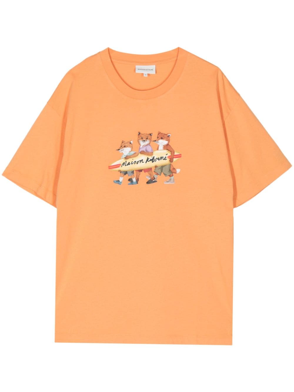 Maison Kitsuné Surfing Foxes cotton T-shirt - Orange von Maison Kitsuné