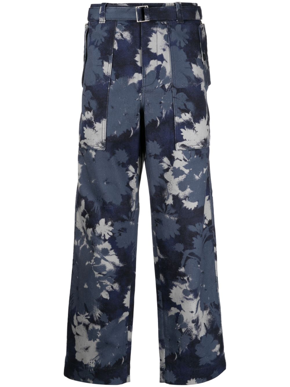 Maison Kitsuné abstract-print straight-leg jeans - Blue von Maison Kitsuné