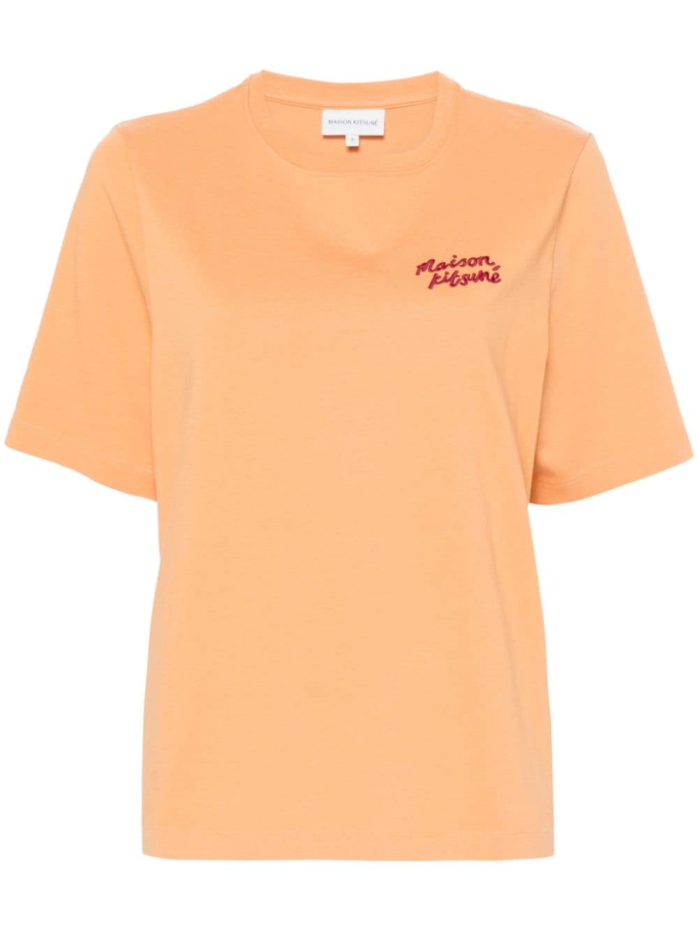Maison Kitsuné embroidered-logo cotton T-shirt - Orange von Maison Kitsuné