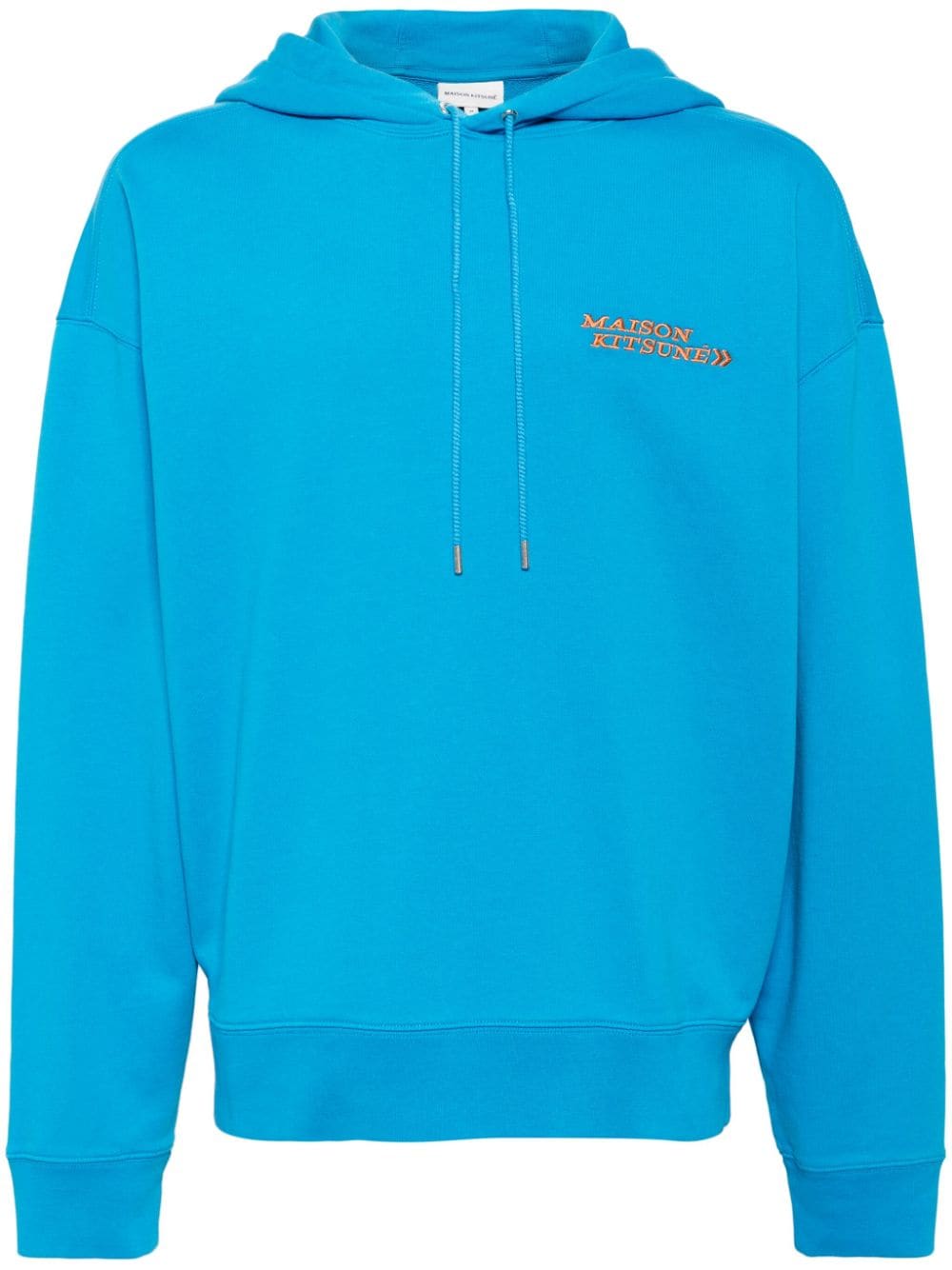 Maison Kitsuné embroidered-logo cotton hoodie - Blue von Maison Kitsuné