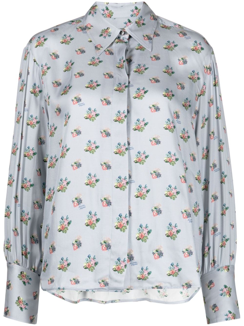 Maison Kitsuné floral-print twill shirt - Blue von Maison Kitsuné