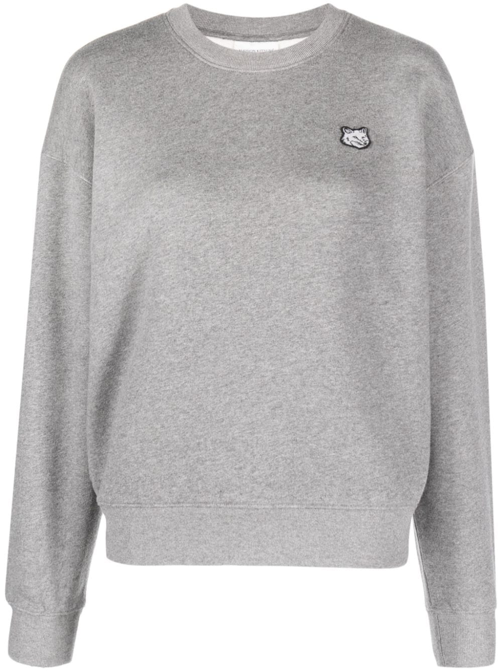 Maison Kitsuné fox-patch mélange cotton sweatshirt - Grey von Maison Kitsuné