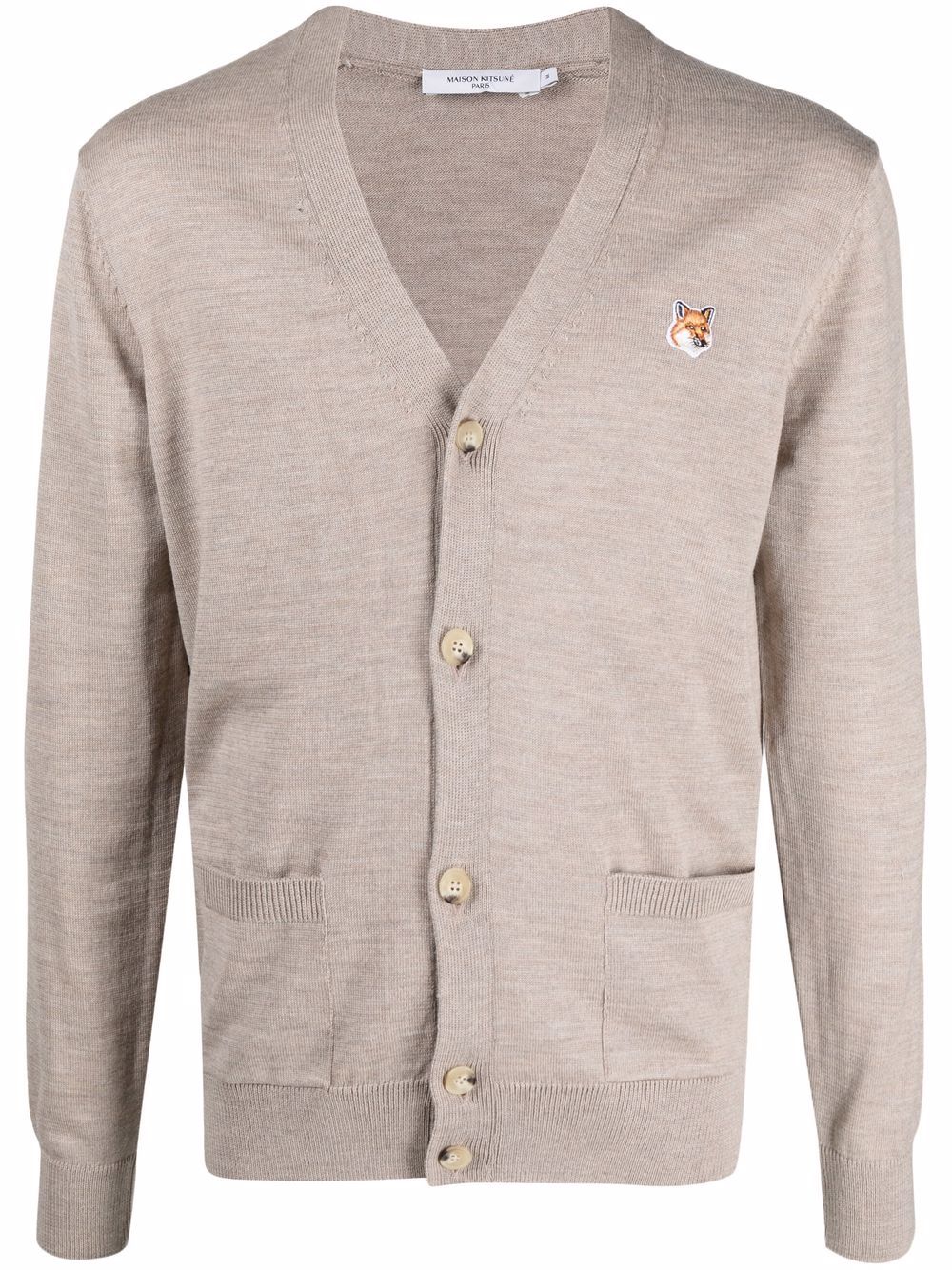 Maison Kitsuné fox-patch wool cardigan - Neutrals von Maison Kitsuné