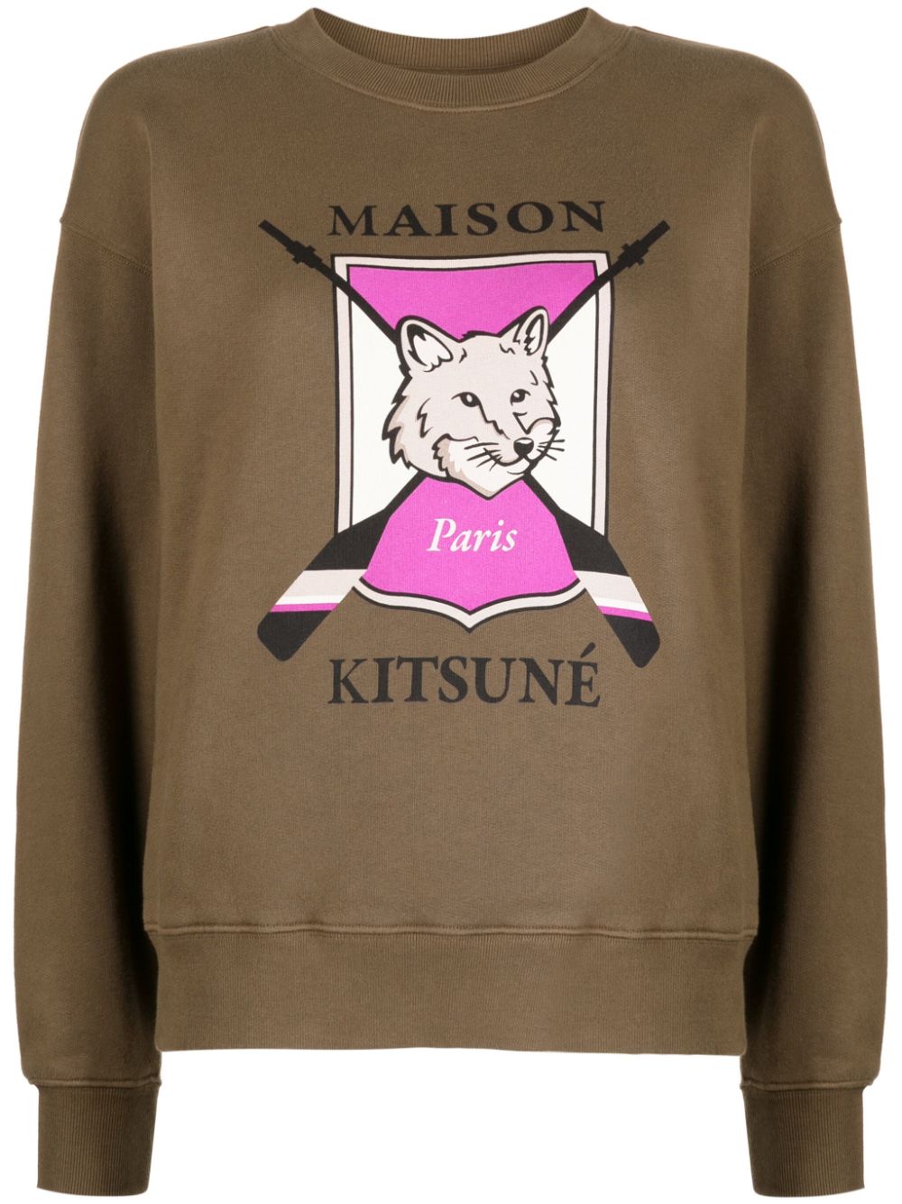 Maison Kitsuné fox-print cotton sweatshirt - Green von Maison Kitsuné