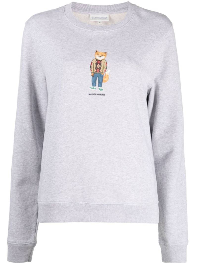 Maison Kitsuné fox-print cotton sweatshirt - Grey von Maison Kitsuné