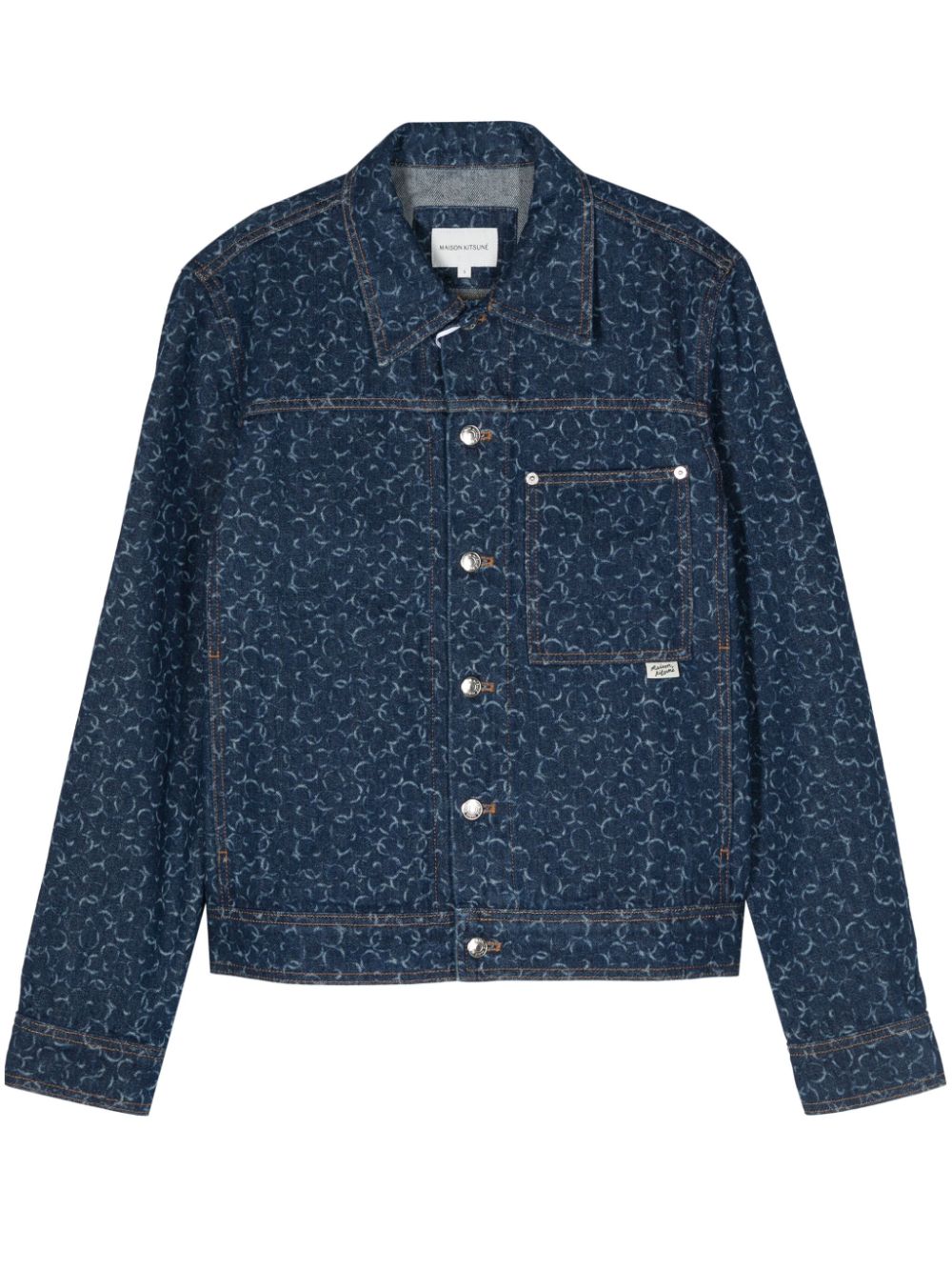 Maison Kitsuné geometric-patterned denim jacket - Blue von Maison Kitsuné