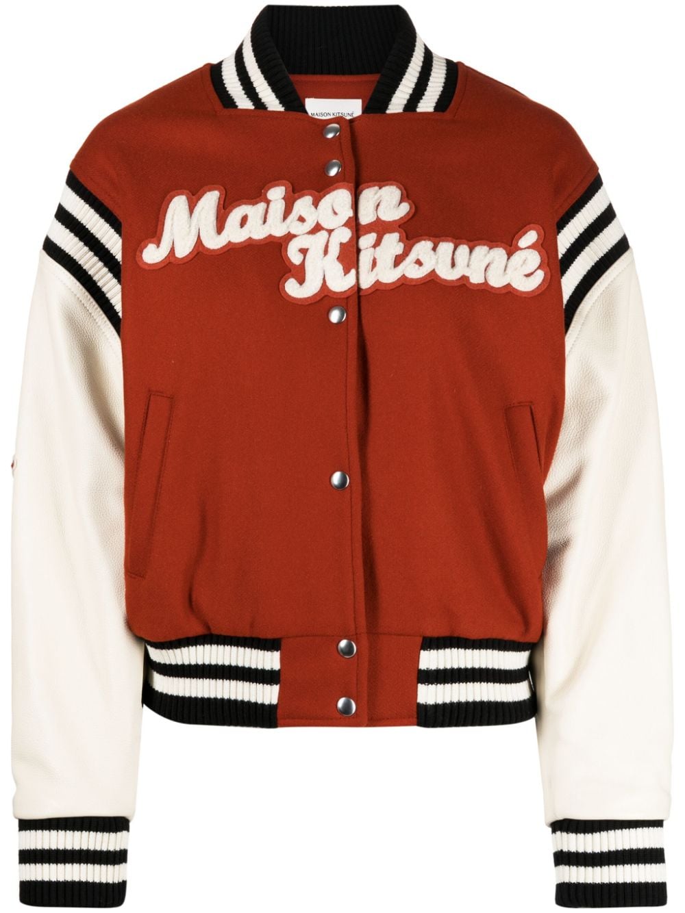 Maison Kitsuné logo-appliqué panelled bomber jacket - Orange von Maison Kitsuné