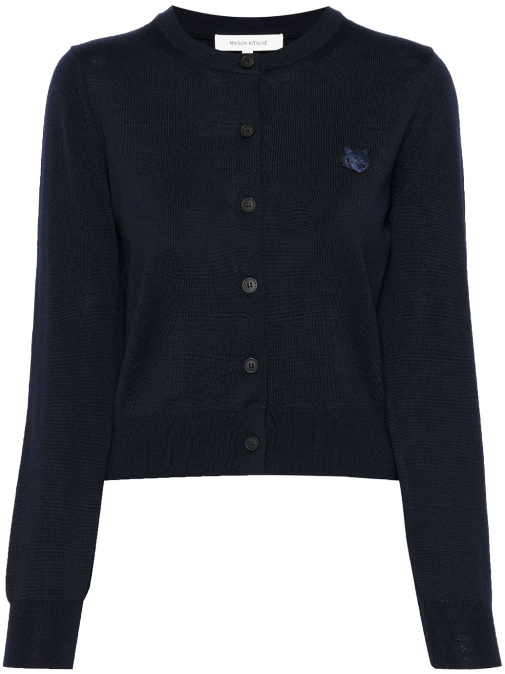 Maison Kitsuné logo-appliqué wool cardigan - Blue von Maison Kitsuné