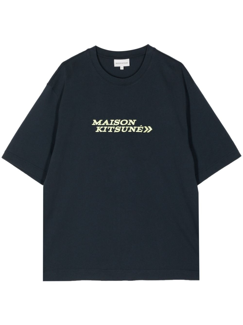 Maison Kitsuné logo-embroidered cotton T-shirt - Blue von Maison Kitsuné