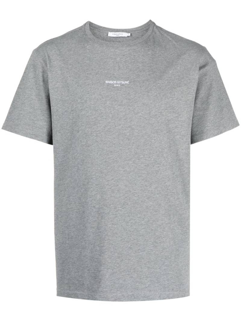 Maison Kitsuné logo-embroidered cotton T-shirt - Grey von Maison Kitsuné
