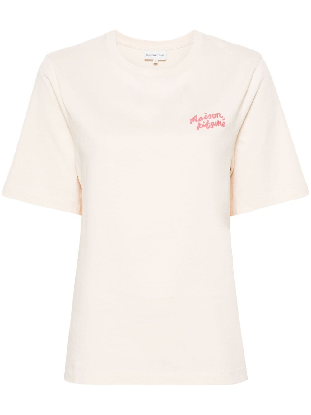 Maison Kitsuné logo-embroidered cotton T-shirt - Neutrals von Maison Kitsuné