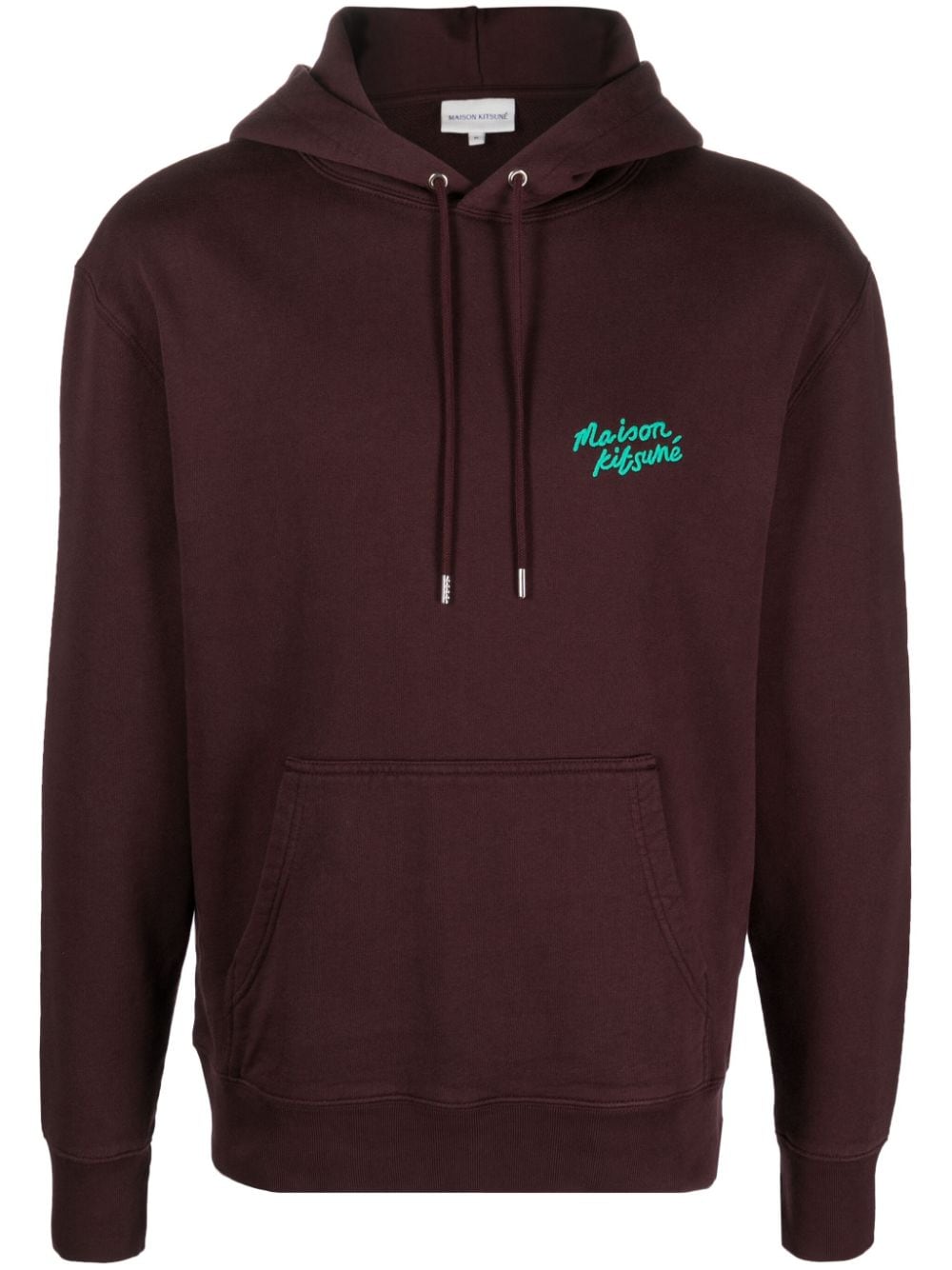 Maison Kitsuné logo-embroidered cotton hoodie - Brown von Maison Kitsuné