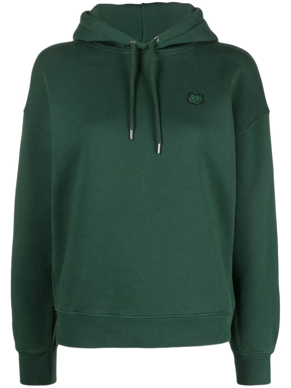 Maison Kitsuné logo-embroidered cotton hoodie - Green von Maison Kitsuné