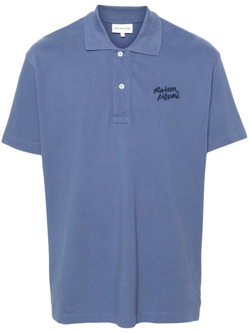 Maison Kitsuné logo-embroidered cotton polo shirt - Blue von Maison Kitsuné
