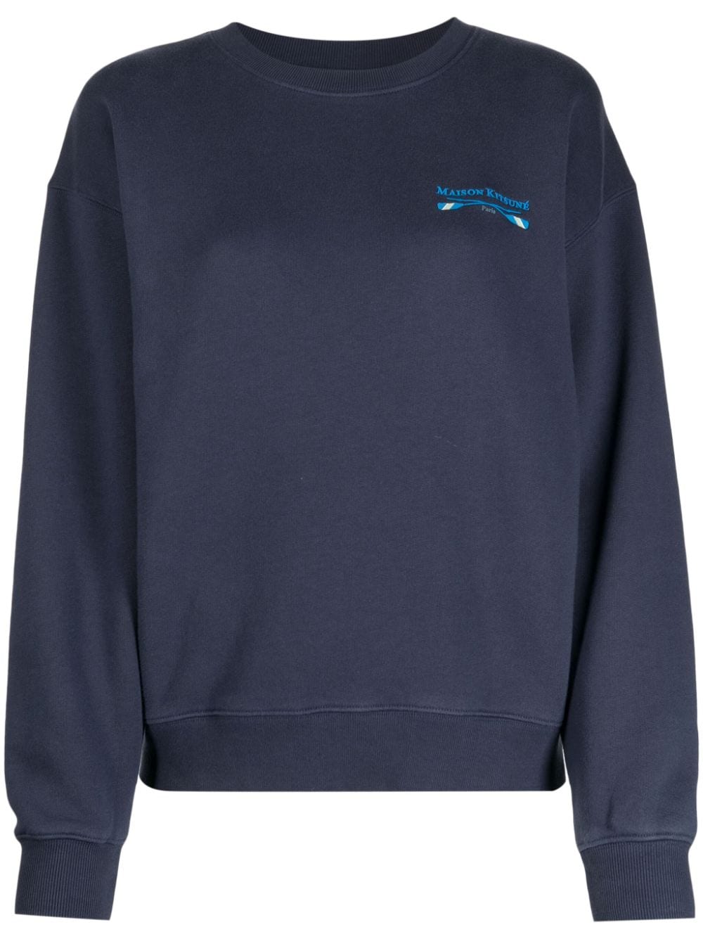 Maison Kitsuné logo-embroidered cotton sweatshirt - Blue von Maison Kitsuné